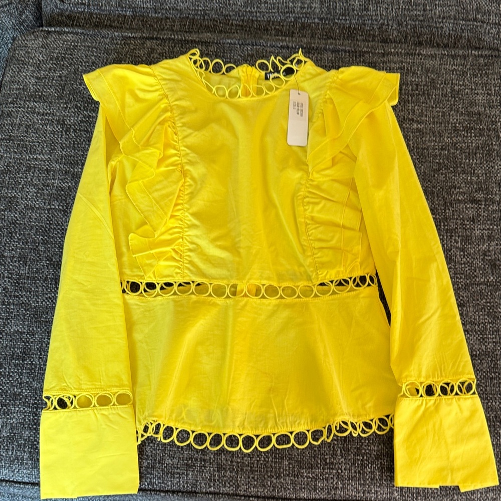 Ina Bright Yellow Ruffle Long-Sleeve Blouse